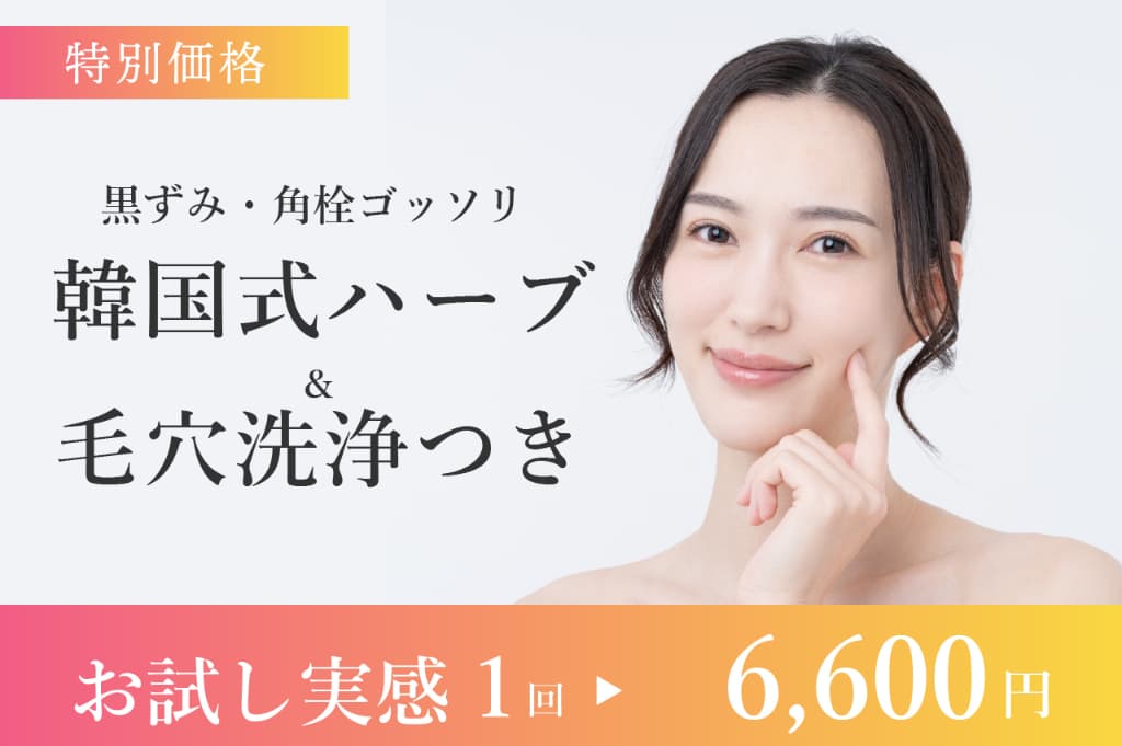 黒ずみ・角栓ゴッソリ【韓国式ハーブ＋毛穴洗浄つき】毛穴レス肌へ